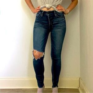 American Eagle Next‎ Level Stretch High Rise Jegging 0 Crop Distressed Blue Jean